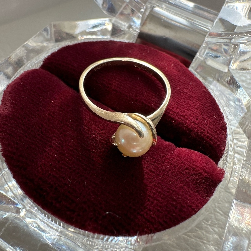 ANTIQUE 14K GOLD PEARL RING - Picture 7 of 7